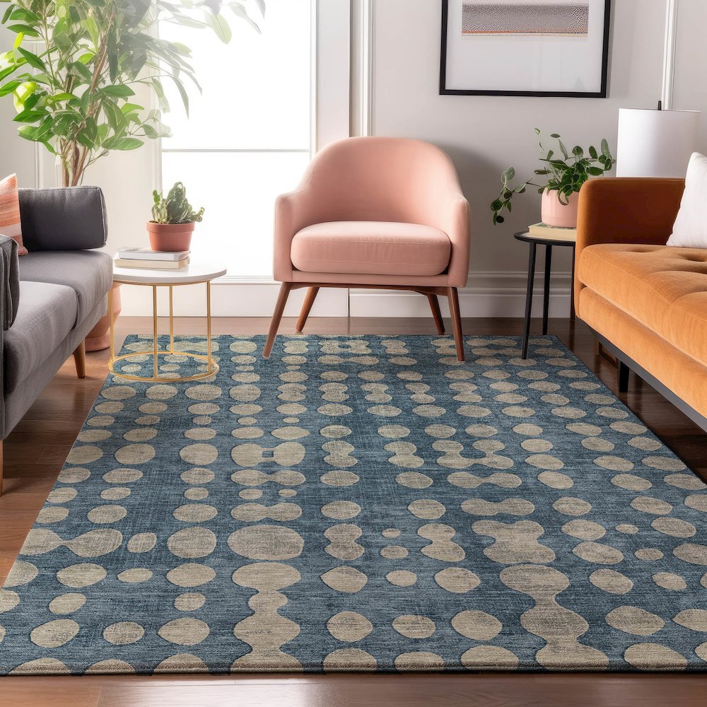 Premium Machine Washable Mayfield AMF869 Denim 3' x 5' Rug. Picture 5