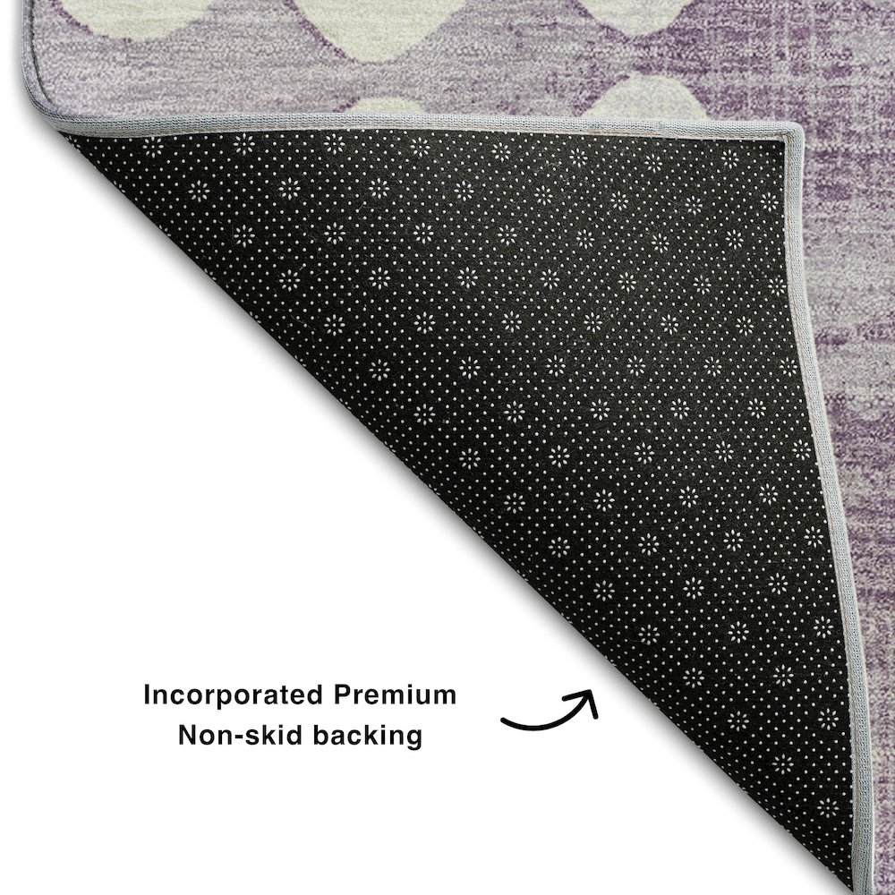 Premium Machine Washable Mayfield AMF869 Purple 2'3" x 7'6" Runner Rug. Picture 2