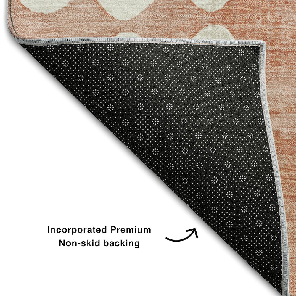 Premium Machine Washable Mayfield AMF869 Salmon 2'3" x 7'6" Runner Rug. Picture 2