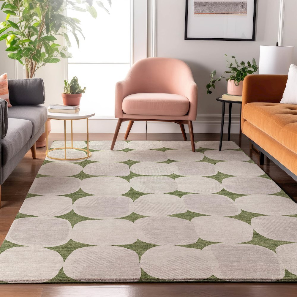 Premium Machine Washable Mayfield AMF870 Green 3' x 5' Rug. Picture 5