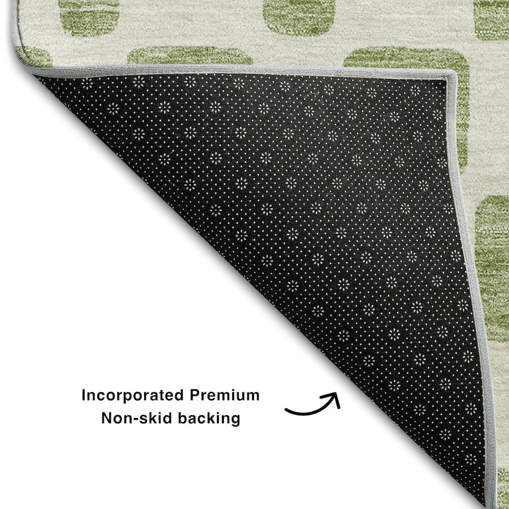 Premium Machine Washable Mayfield AMF871 Aloe 2'3" x 7'6" Runner Rug. Picture 2