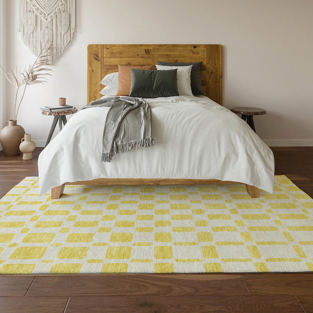 Premium Machine Washable Mayfield AMF871 Yellow 3' x 5' Rug. Picture 6
