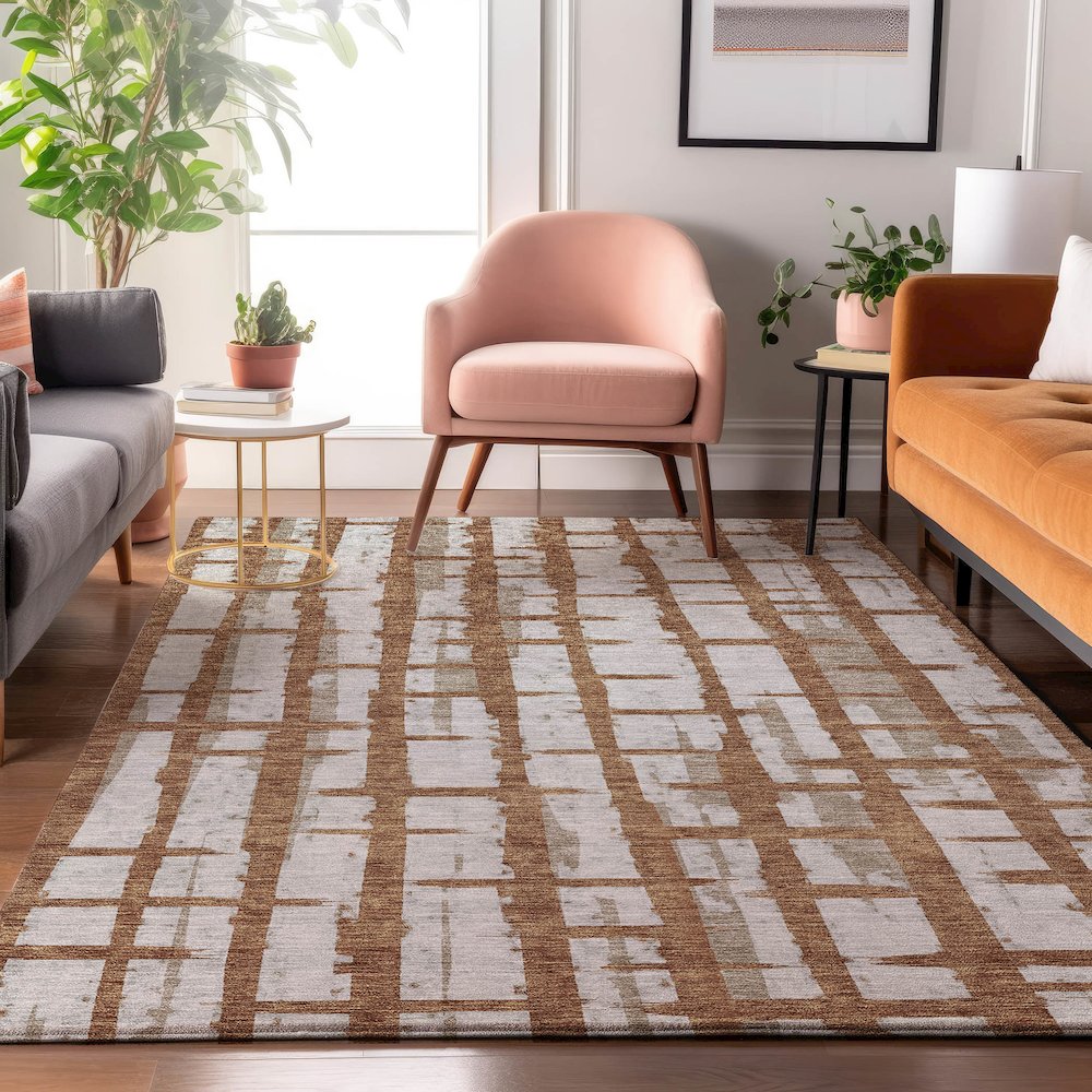 Premium Machine Washable Mayfield AMF872 Paprika 3' x 5' Rug. Picture 5