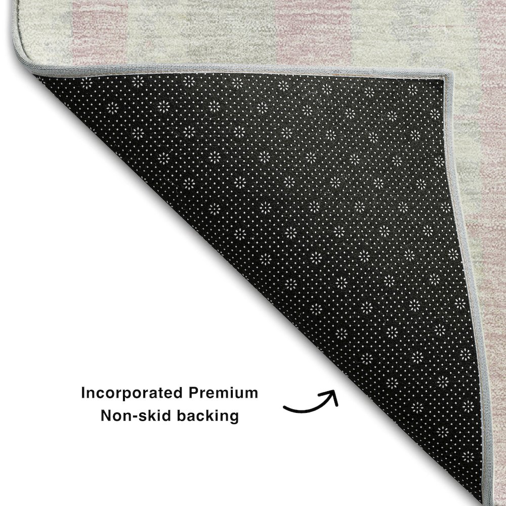 Premium Machine Washable Mayfield AMF872 Pink 2'3" x 7'6" Runner Rug. Picture 2