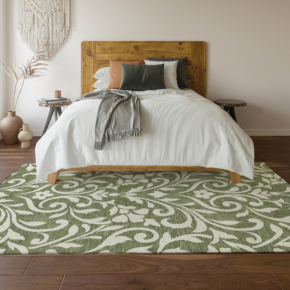 Premium Machine Washable Mayfield AMF875 Fern 3' x 5' Rug. Picture 6