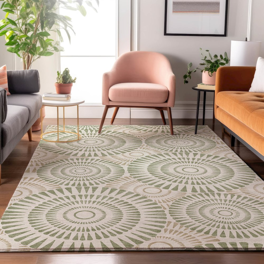 Premium Machine Washable Mayfield AMF877 Aloe 3' x 5' Rug. Picture 5