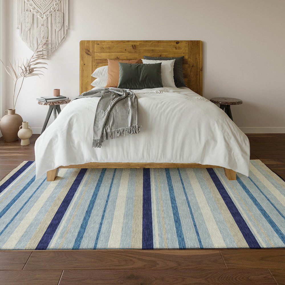 Premium Machine Washable Mayfield AMF879 Blue 3' x 5' Rug. Picture 6