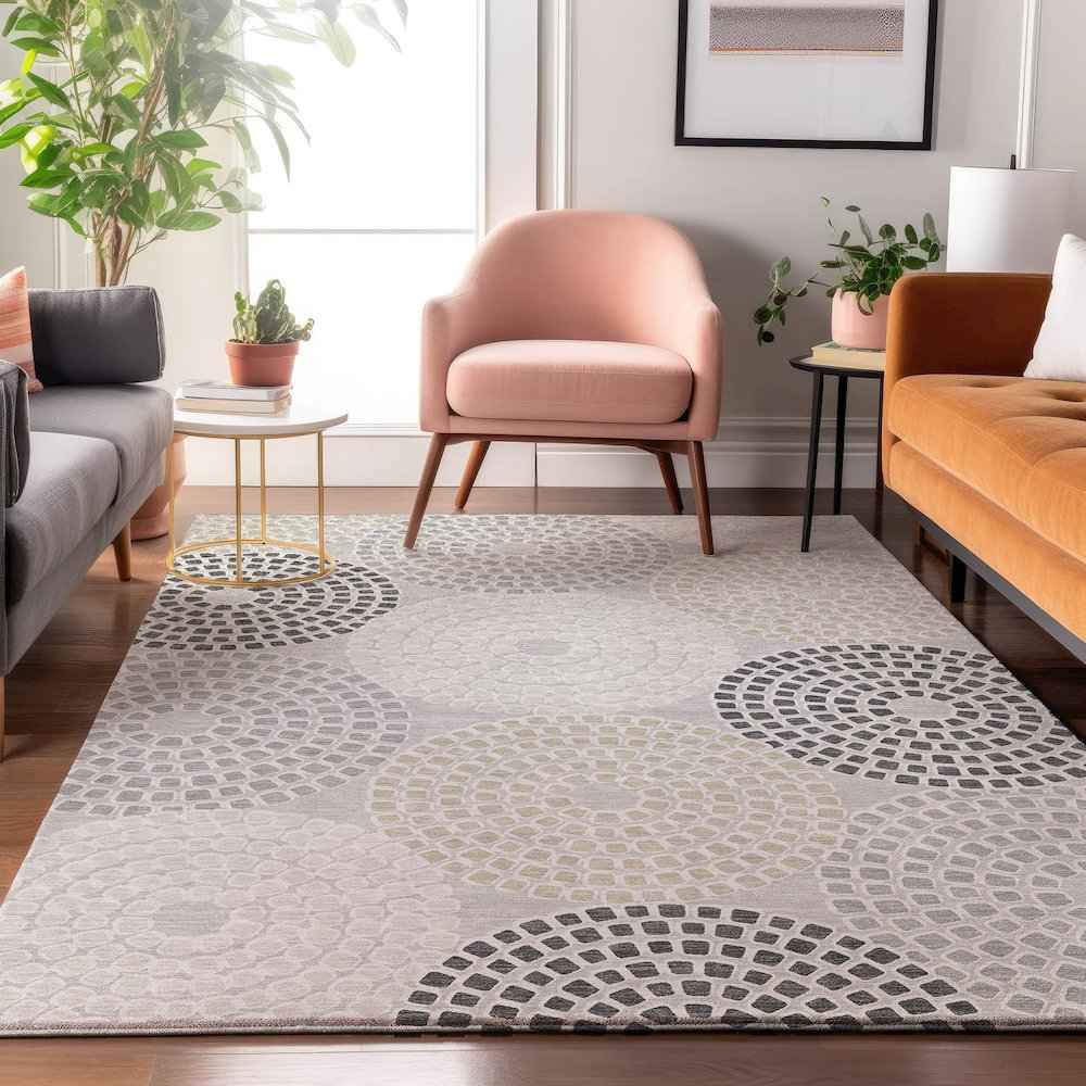Premium Machine Washable Mayfield AMF882 Gray 3' x 5' Rug. Picture 5