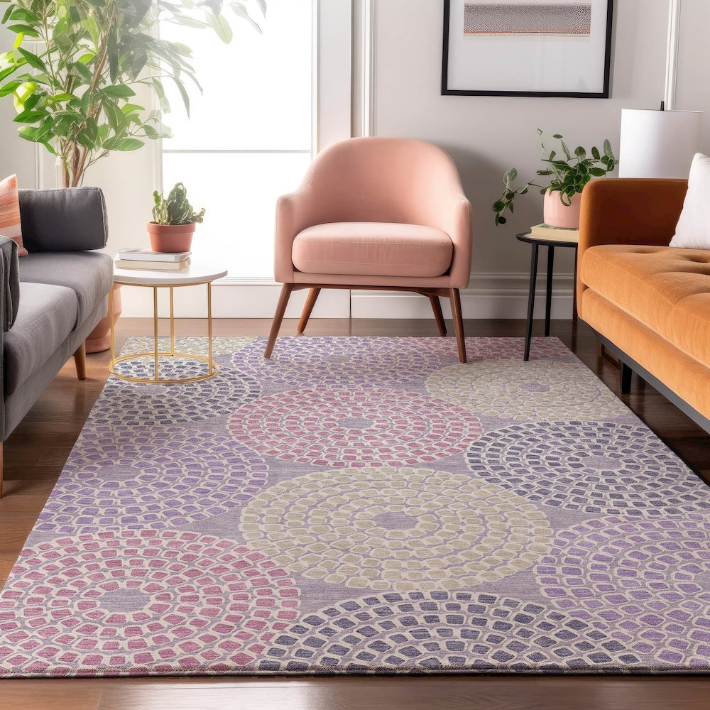 Premium Machine Washable Mayfield AMF882 Lavender 3' x 5' Rug. Picture 5