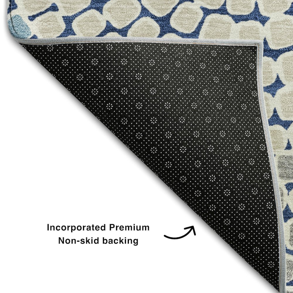 Premium Machine Washable Mayfield AMF882 Navy 2'3" x 7'6" Runner Rug. Picture 2