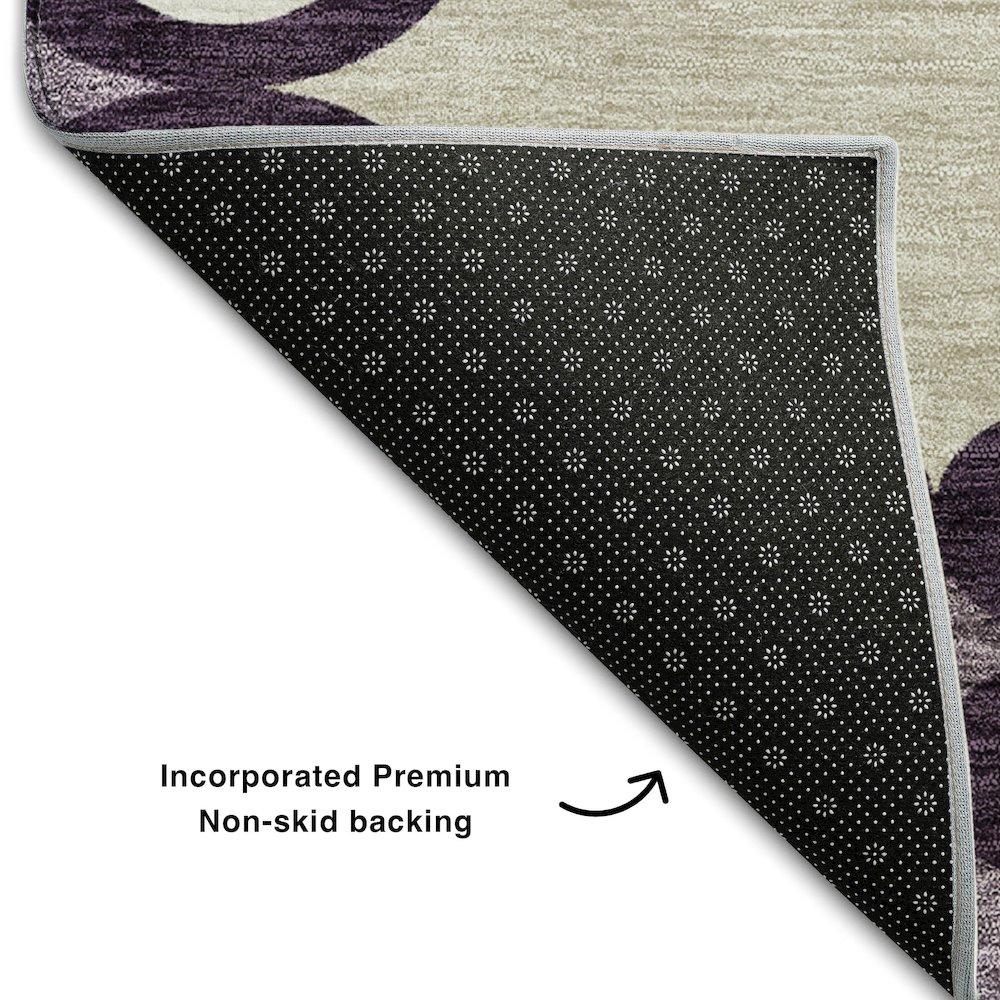 Premium Machine Washable Mayfield AMF883 Eggplant 2'3" x 7'6" Runner Rug. Picture 2