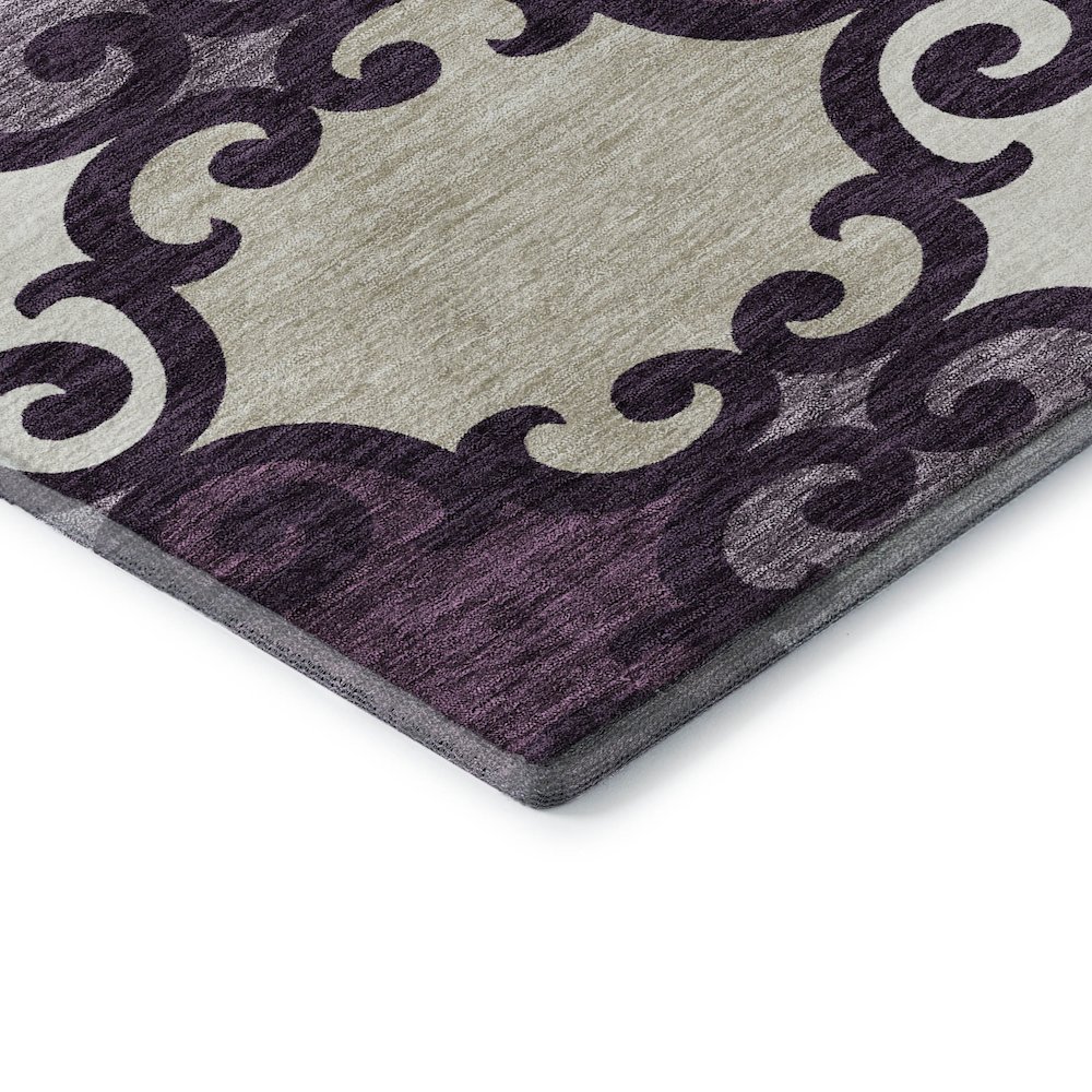 Premium Machine Washable Mayfield AMF883 Eggplant 2'3" x 7'6" Runner Rug. Picture 3