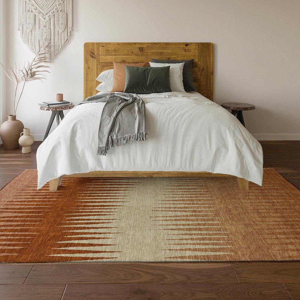 Premium Machine Washable Mayfield AMF886 Copper 3' x 5' Rug. Picture 6