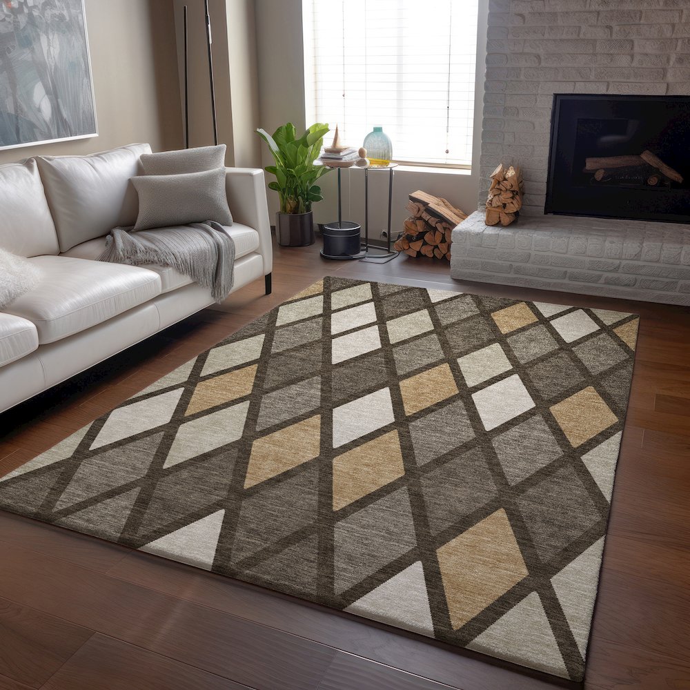 Premium Machine Washable Mayfield AMF887 Brown 3' x 5' Rug. Picture 6
