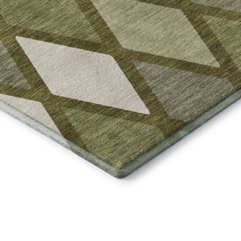 Premium Machine Washable Mayfield AMF887 Olive 2'3" x 7'6" Runner Rug. Picture 3