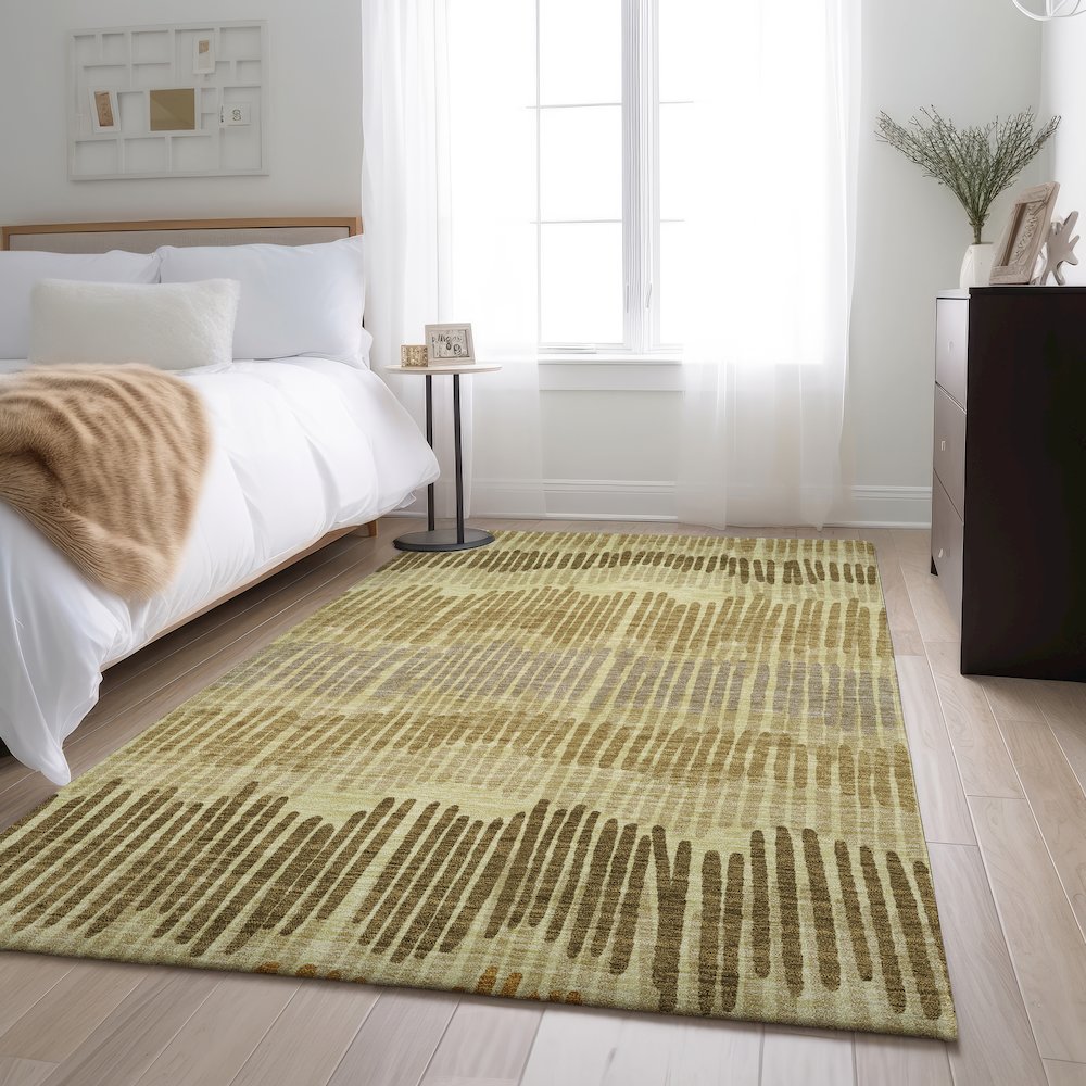 Premium Machine Washable Mayfield AMF889 Gold 3' x 5' Rug. Picture 5