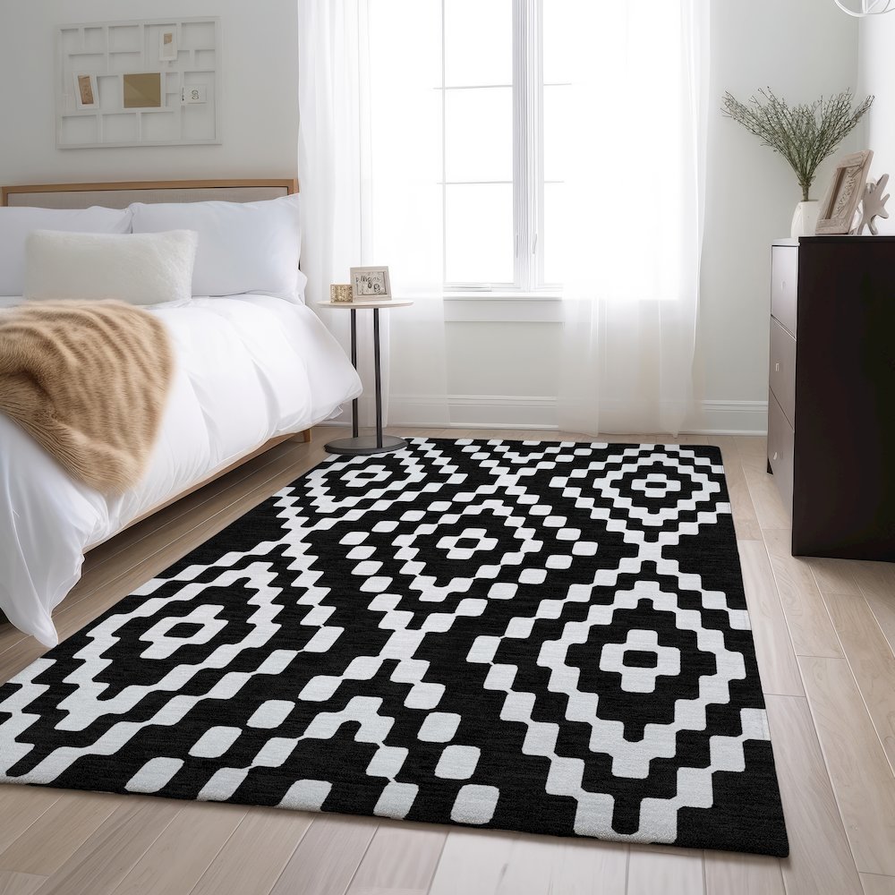 Premium Machine Washable Mayfield AMF891 Black 3' x 5' Rug. Picture 5