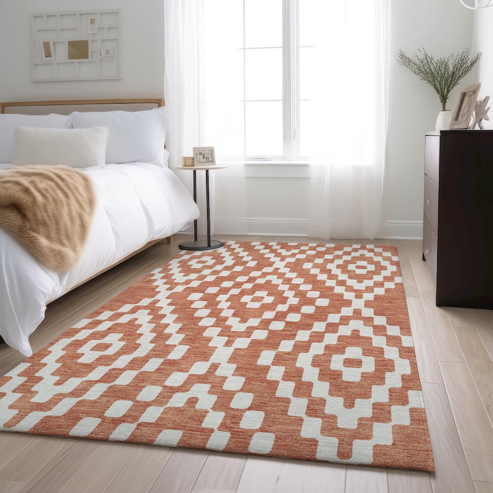 Premium Machine Washable Mayfield AMF891 Salmon 3' x 5' Rug. Picture 5