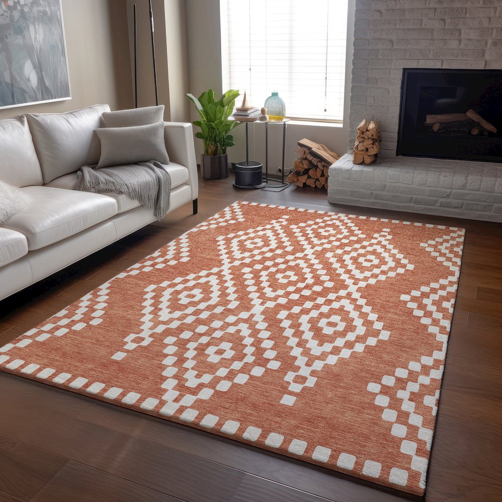 Premium Machine Washable Mayfield AMF891 Salmon 3' x 5' Rug. Picture 6