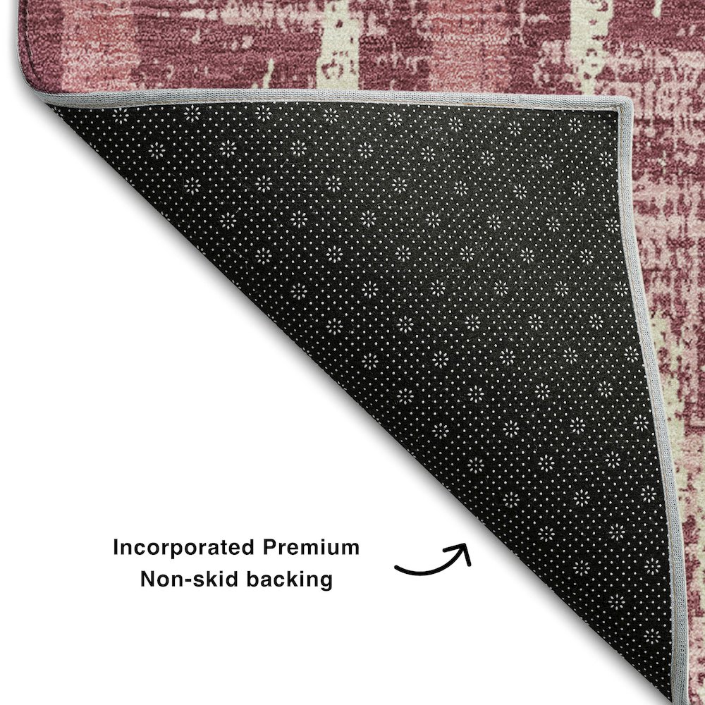 Premium Machine Washable Mayfield AMF892 Blush 2'3" x 7'6" Runner Rug. Picture 2