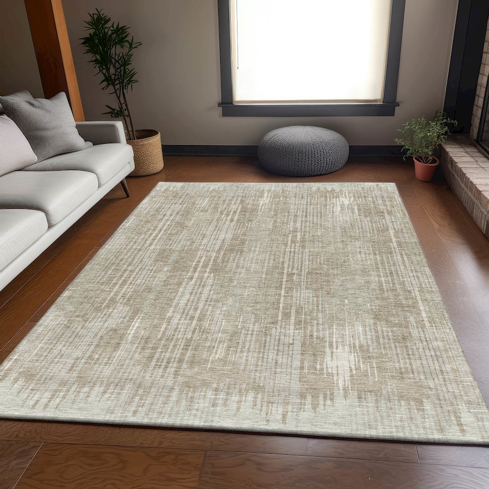 Premium Machine Washable Mayfield AMF893 Beige 3' x 5' Rug. Picture 6