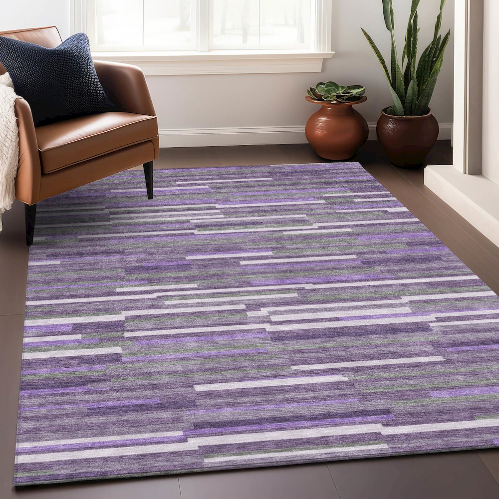 Premium Machine Washable Mayfield AMF894 Purple 3' x 5' Rug. Picture 5