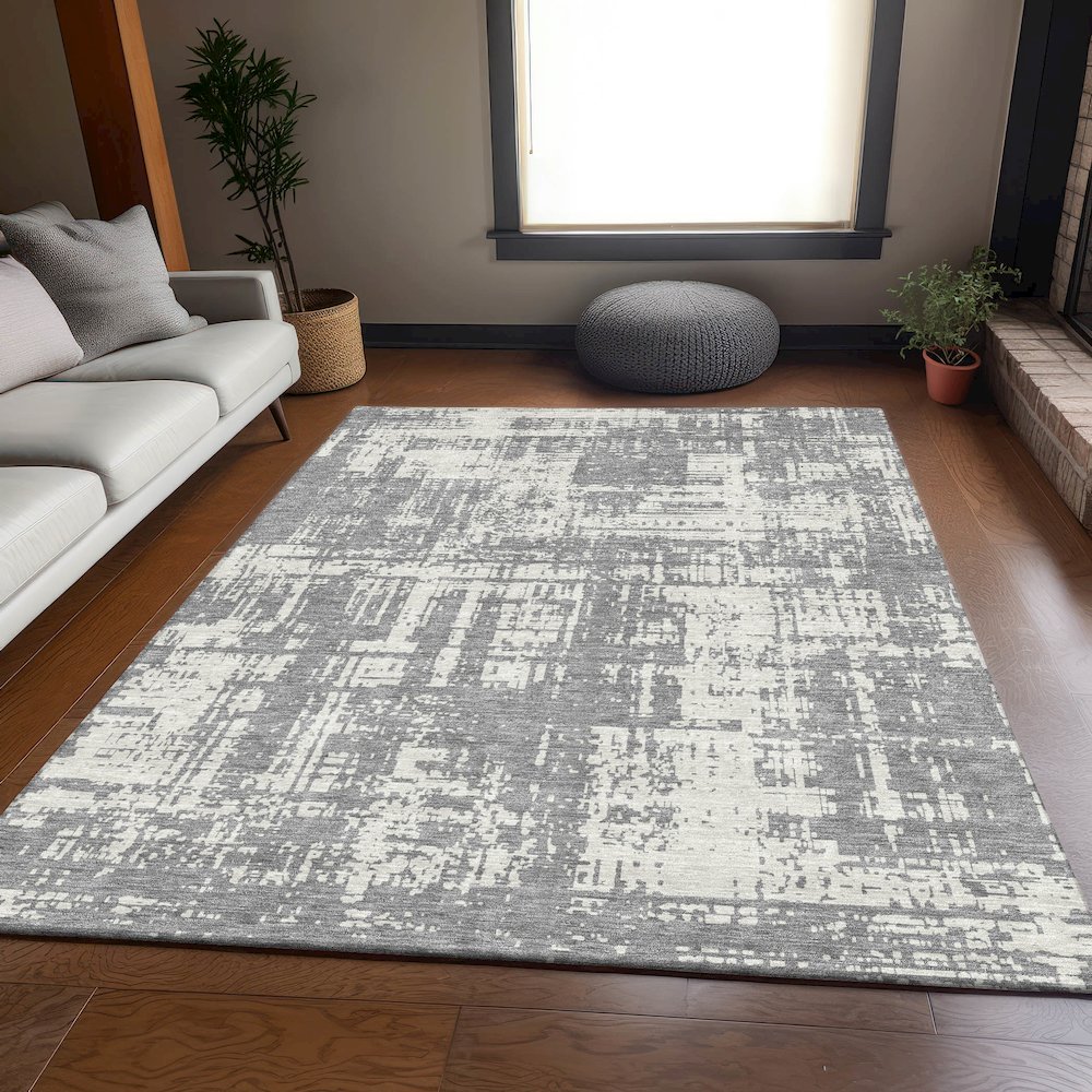 Premium Machine Washable Mayfield AMF895 Gray 3' x 5' Rug. Picture 6