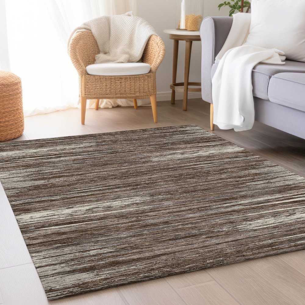 Premium Machine Washable Mayfield AMF896 Brown 3' x 5' Rug. Picture 5