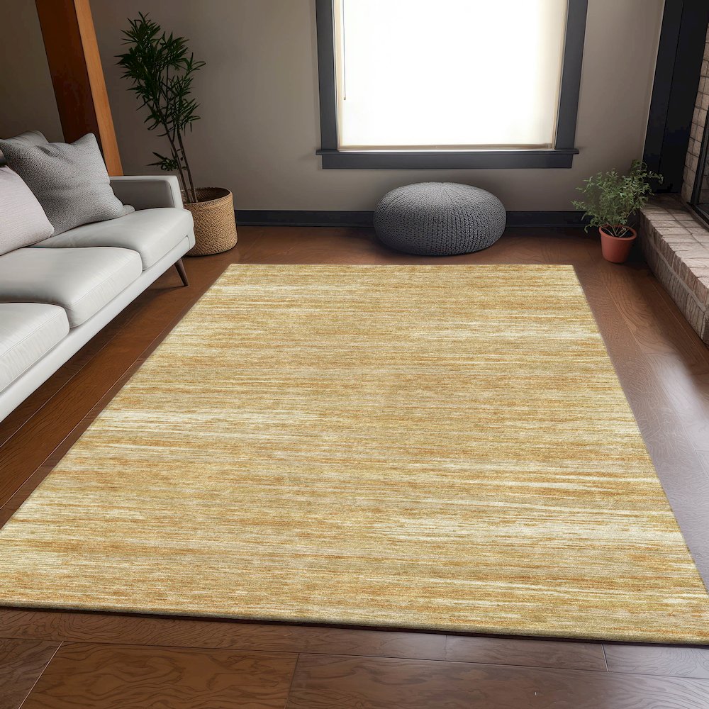 Premium Machine Washable Mayfield AMF896 Gold 3' x 5' Rug. Picture 6