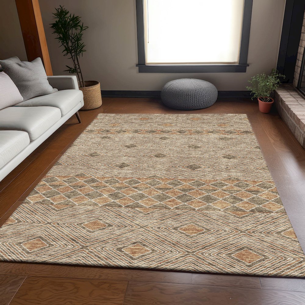 Premium Machine Washable Mayfield AMF898 Brown 3' x 5' Rug. Picture 6