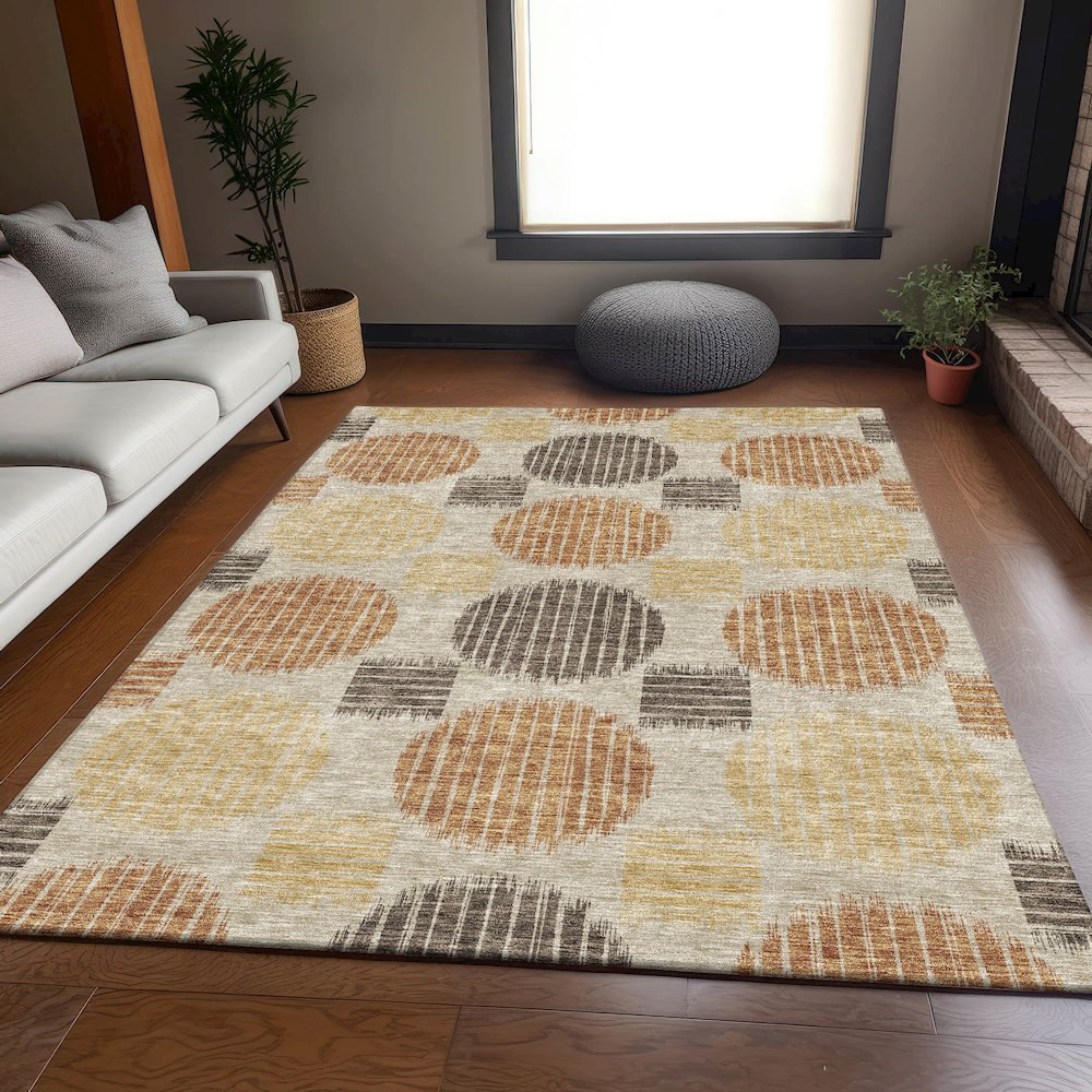 Premium Machine Washable Mayfield AMF900 Tan 3' x 5' Rug. Picture 6