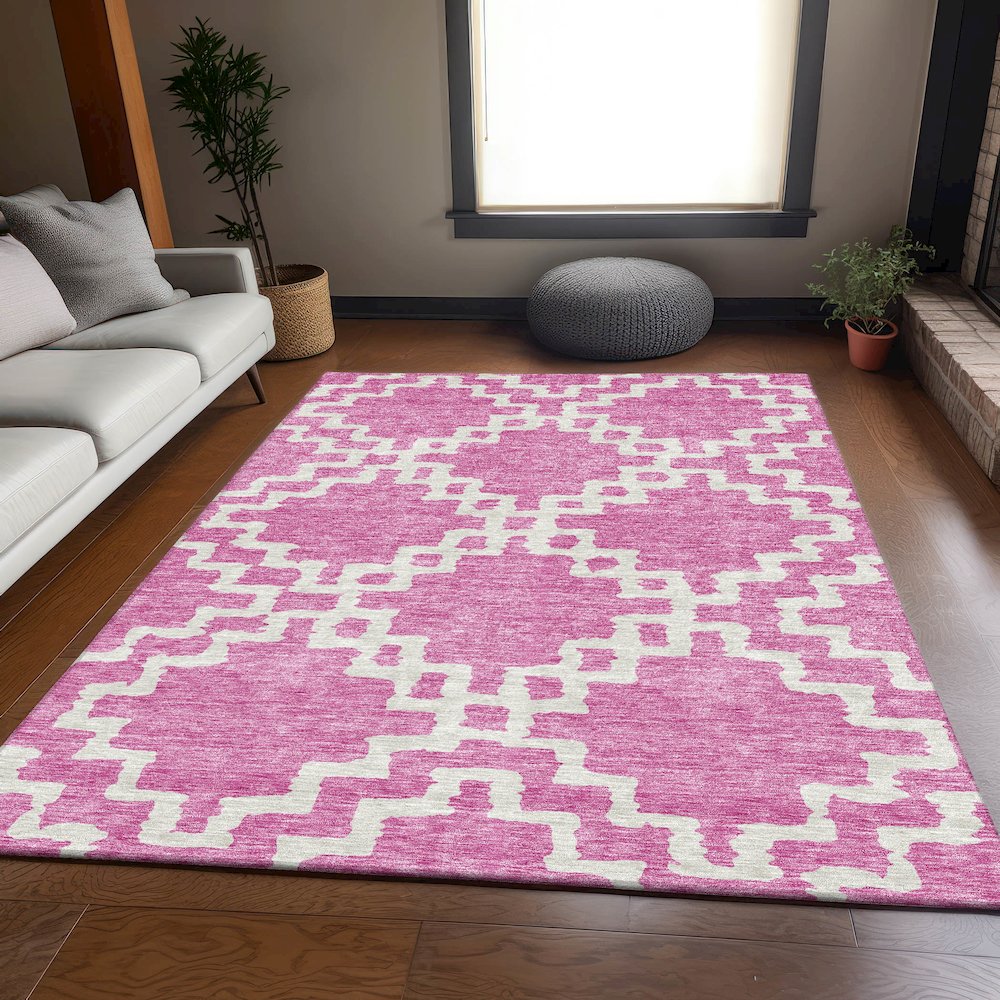 Premium Machine Washable Mayfield AMF902 Blush 3' x 5' Rug. Picture 6