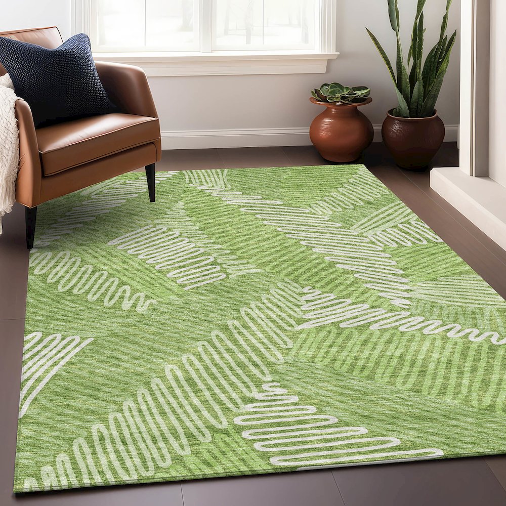 Premium Machine Washable Mayfield AMF904 Lime 3' x 5' Rug. Picture 5