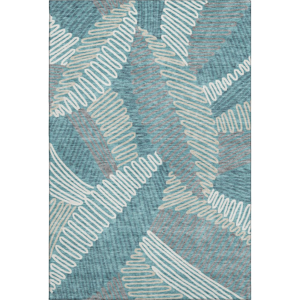 Premium Machine Washable Mayfield AMF904 Teal 3' x 5' Rug. Picture 1