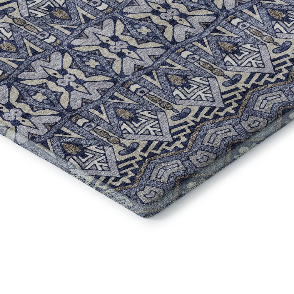 Premium Machine Washable Mayfield AMF909 Denim 2'3" x 7'6" Runner Rug. Picture 3