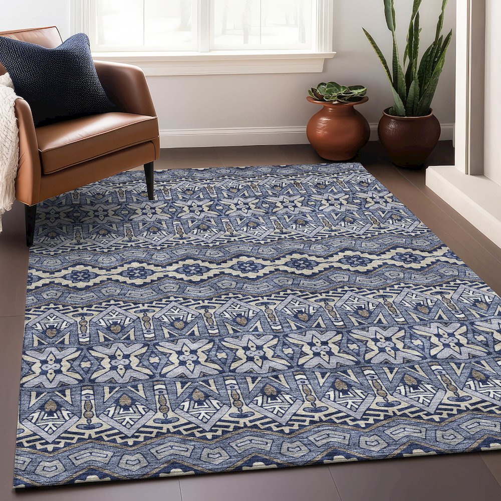 Premium Machine Washable Mayfield AMF909 Denim 3' x 5' Rug. Picture 5