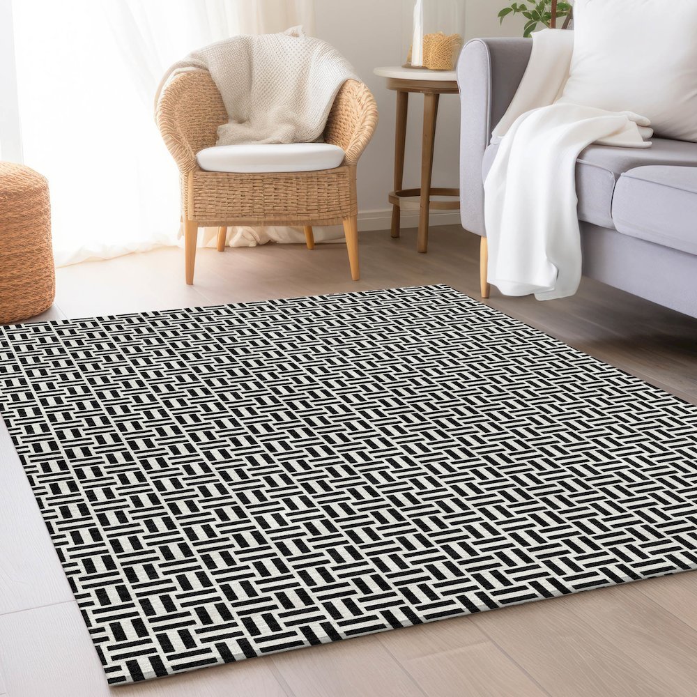 Premium Machine Washable Mayfield AMF911 Black 3' x 5' Rug. Picture 5