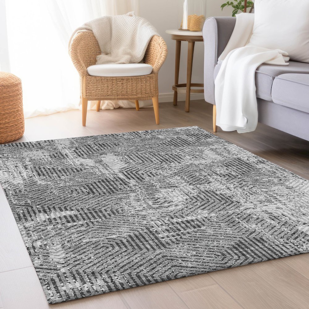 Premium Machine Washable Mayfield AMF912 Gray 3' x 5' Rug. Picture 5