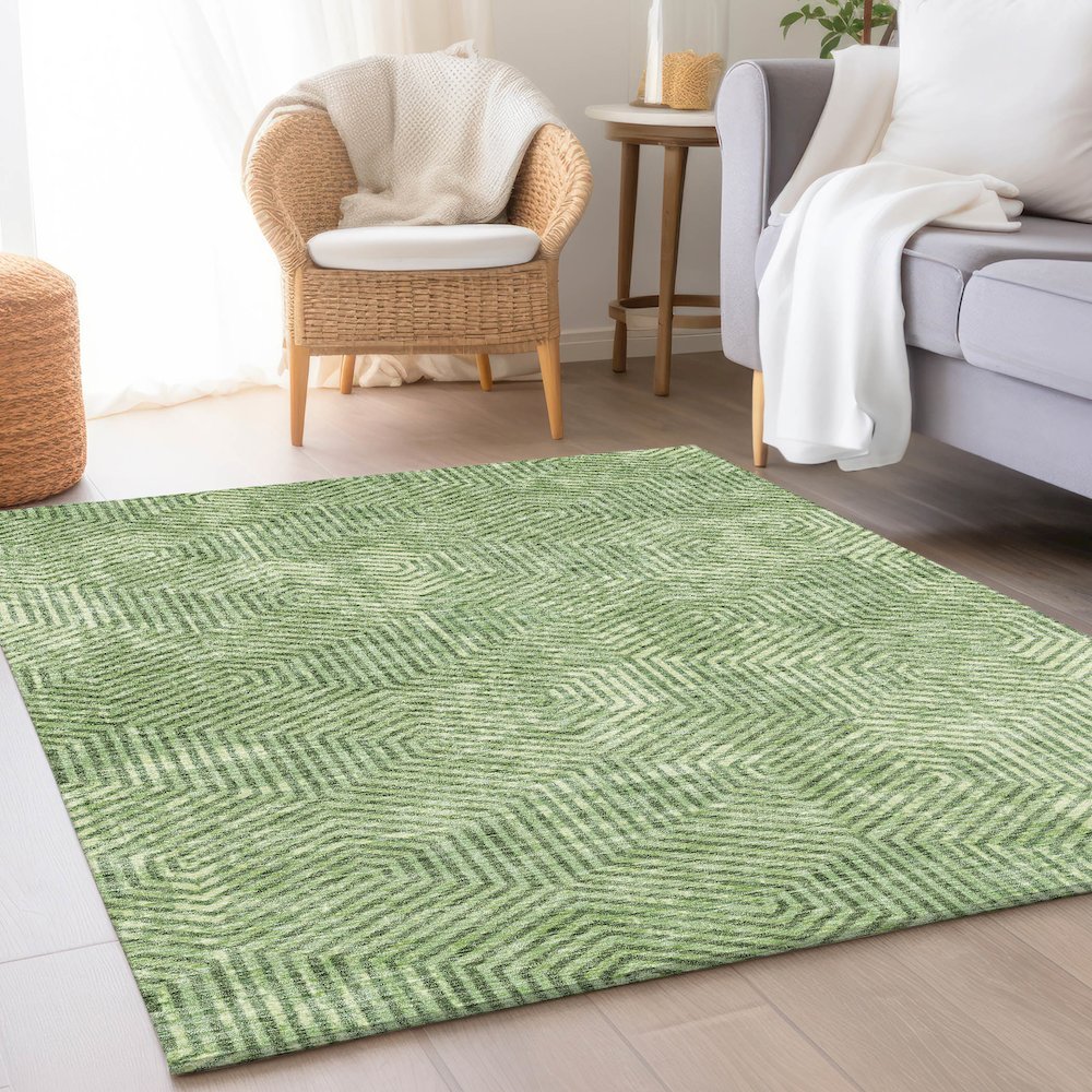 Premium Machine Washable Mayfield AMF912 Green 3' x 5' Rug. Picture 5