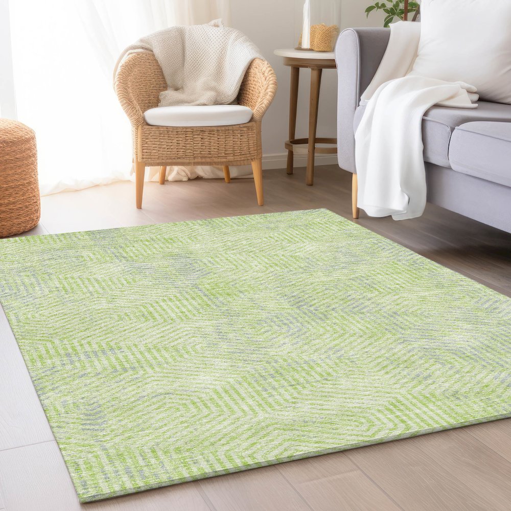 Premium Machine Washable Mayfield AMF912 Lime 3' x 5' Rug. Picture 5