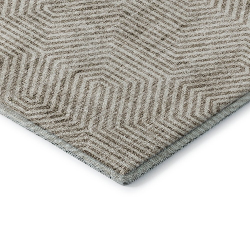 Premium Machine Washable Mayfield AMF912 Taupe 2'3" x 7'6" Runner Rug. Picture 3