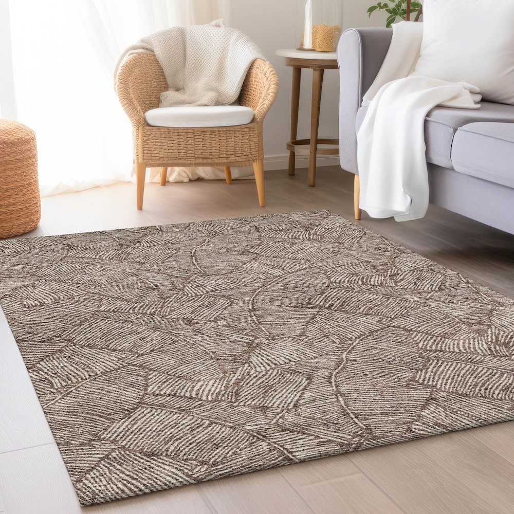 Premium Machine Washable Mayfield AMF913 Brown 3' x 5' Rug. Picture 5