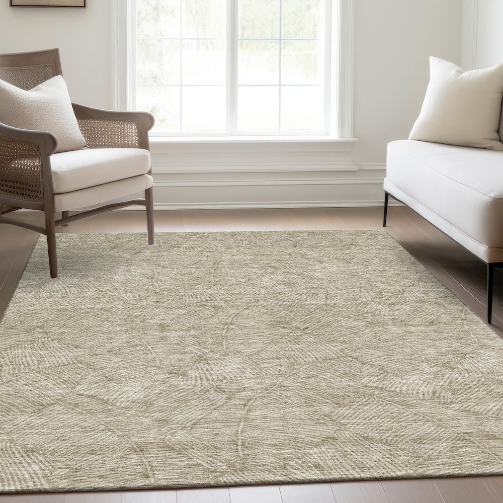 Premium Machine Washable Mayfield AMF913 Taupe 3' x 5' Rug. Picture 6