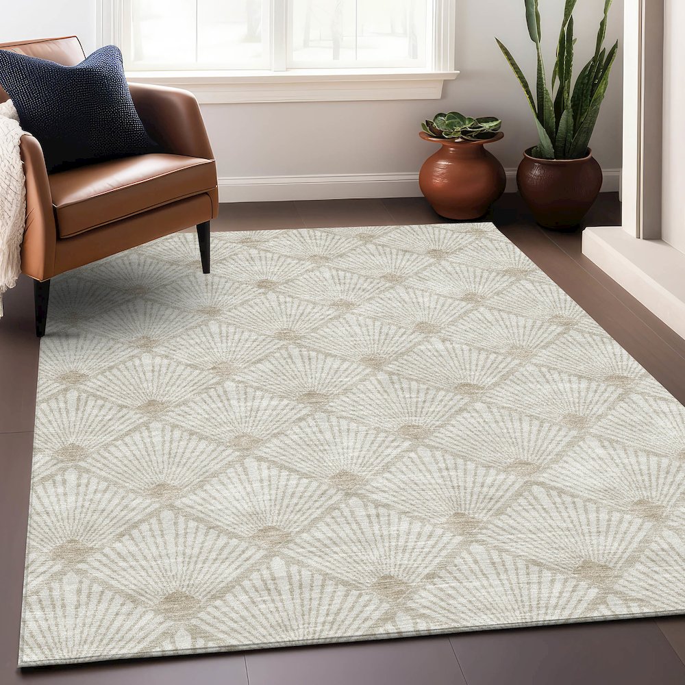 Premium Machine Washable Mayfield AMF914 Ivory 3' x 5' Rug. Picture 5