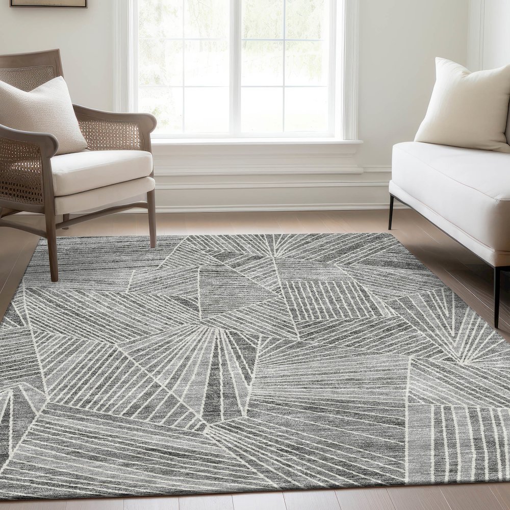 Premium Machine Washable Mayfield AMF915 Gray 3' x 5' Rug. Picture 6