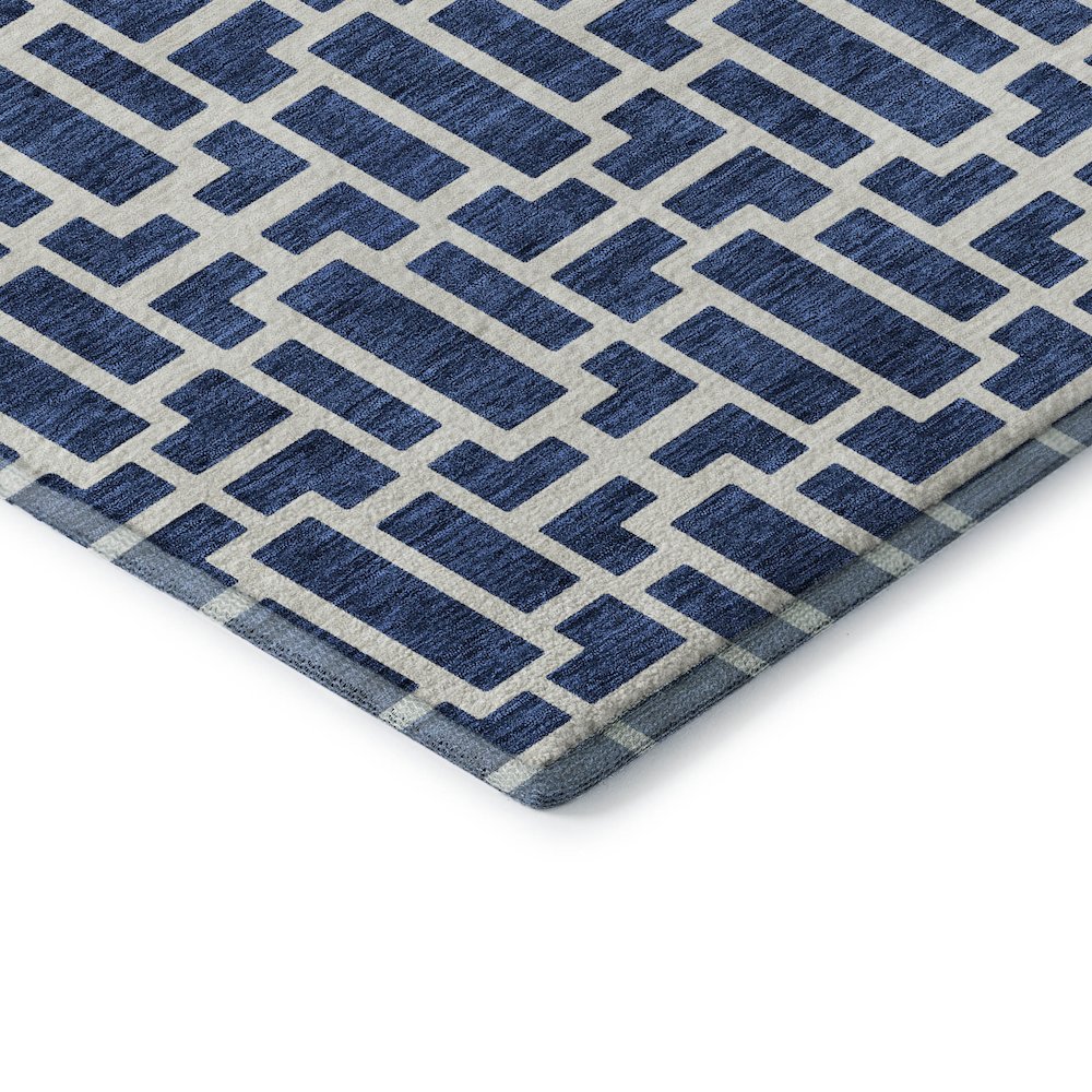 Premium Machine Washable Mayfield AMF916 Navy 2'3" x 7'6" Runner Rug. Picture 3