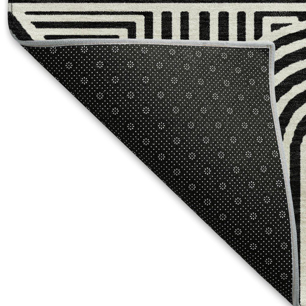 Premium Machine Washable Mayfield AMF917 Black 2'3" x 7'6" Runner Rug. Picture 2