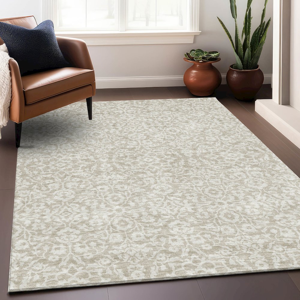 Premium Machine Washable Mayfield AMF920 Beige 3' x 5' Rug. Picture 5
