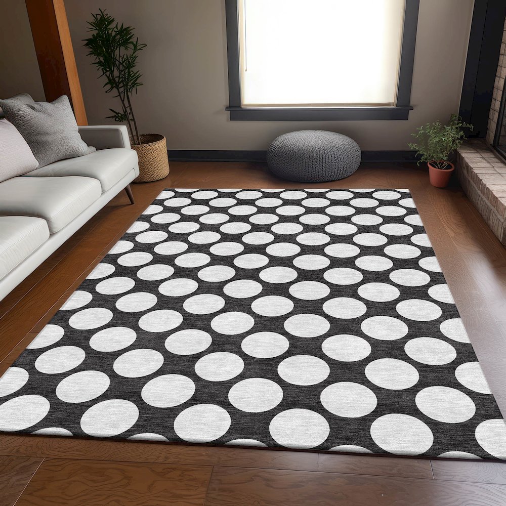 Premium Machine Washable Mayfield AMF921 Black 3' x 5' Rug. Picture 6