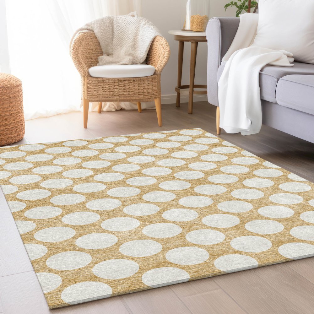 Premium Machine Washable Mayfield AMF921 Gold 3' x 5' Rug. Picture 5